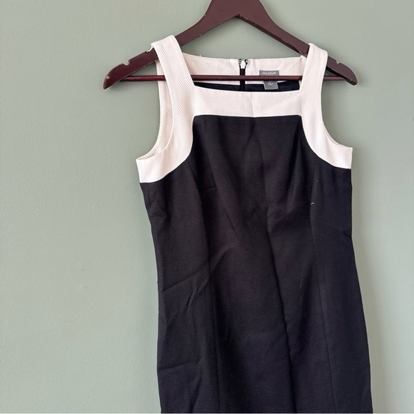 Ann Taylor Petites Silk Cotton Blend Black White Sleeveless Sheath Dress 2P - Picture 3 of 11